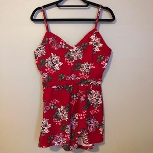 Red Patterned Romper